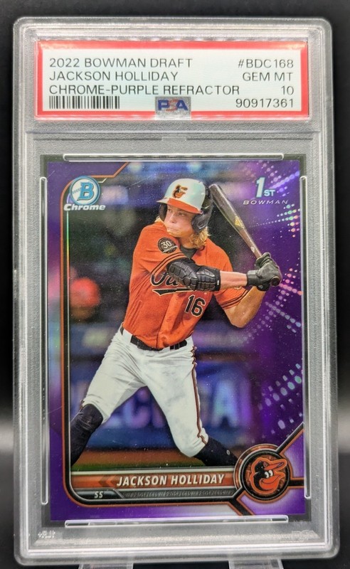 2022 Bowman Draft 1st Chrome Jackson Holliday Purple Refractor /250 PSA 10