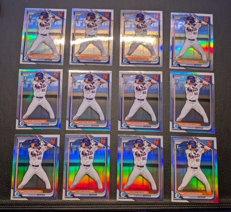 QTY 2024 Bowman Chrome CARSON BENGE 1st REFRACTOR #BDC-28 - NY Mets RC  view 2