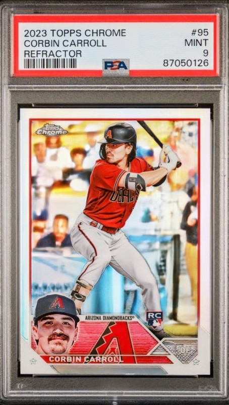 2023 Topps Chrome - Corbin Carroll - Refractor RC PSA Mint 9 - Diamondbacks 