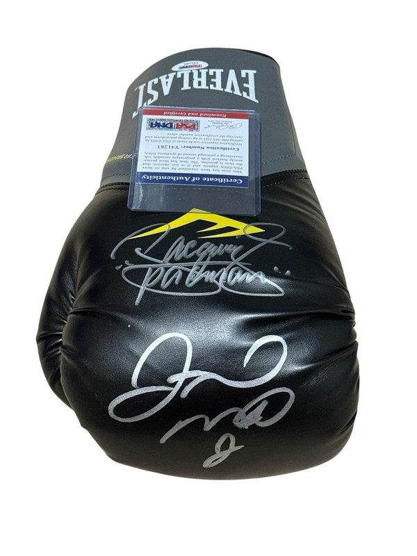 Floyd Mayweather & Manny Pacquiao Dual Autographed Black Everlast Glove PSA COA