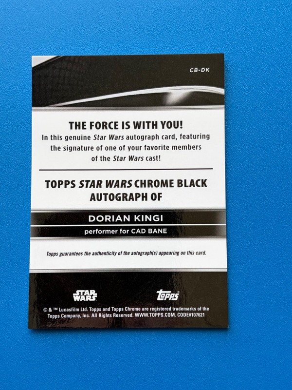 2025 Topps Star Wars Smugglers Outpost Dorian Kingi Cad Bane Black Chrome Auto view 2