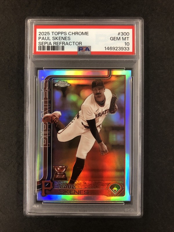 2025 Topps Chrome - Paul Skenes #300 Sepia Refractor PSA 10 EV