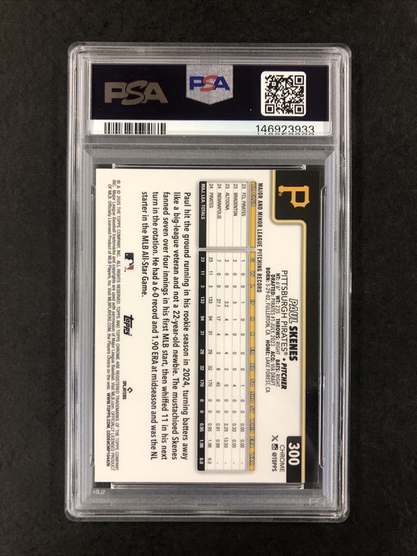 2025 Topps Chrome - Paul Skenes #300 Sepia Refractor PSA 10 EV view 2