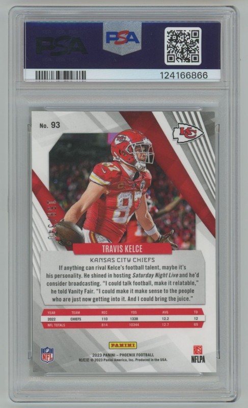 2023 Panini Phoenix Fire Burst Travis Kelce /340 PSA 10 Kansas City Chiefs #93 view 2