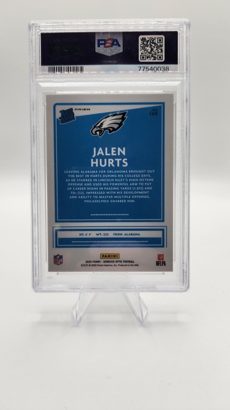 2020 PANINI DONRUSS OPTIC BLUE SCOPE #164 JALEN HURTS ROOKIE RC PSA 9 view 2
