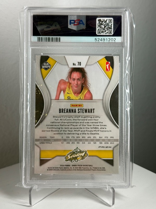 PSA 9  Breanna Stewart 2020 Panini WNBA Prizm RUBY WAVE #70 Storm view 2