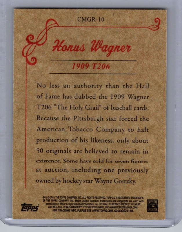 2011 Topps - Cmg Worldwide vintage reprints Honus Wagner #CMGR-10 view 2