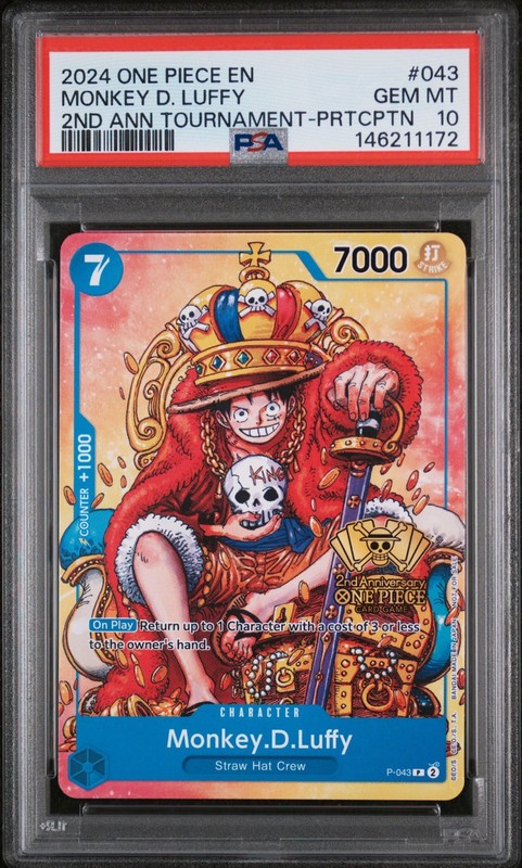 2024 ONE PIECE PROMOS 2ND ANV TOURNAMENT-PARTICIPATION MONKEY D. LUFFY PSA 10