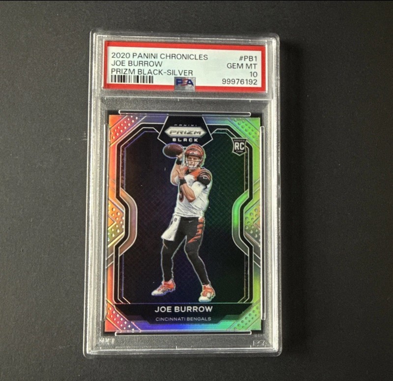 2020 Panini Chronicles Joe Burrow Prizm Black-Silver (RC) PSA 10 Bengals