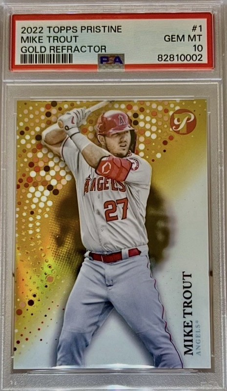 2022 Mike Trout- 31/50 Topps Pristine #1 Angels Gold Refractor