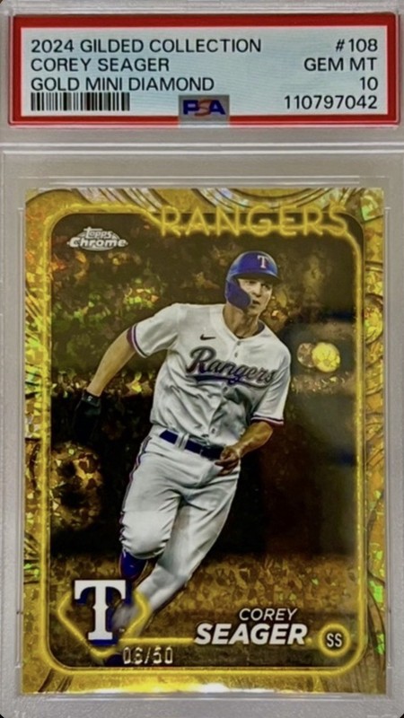 2024 Corey Seager Topps Gilded Collection 06/50 Gold Mini-Diamond Rangers #108