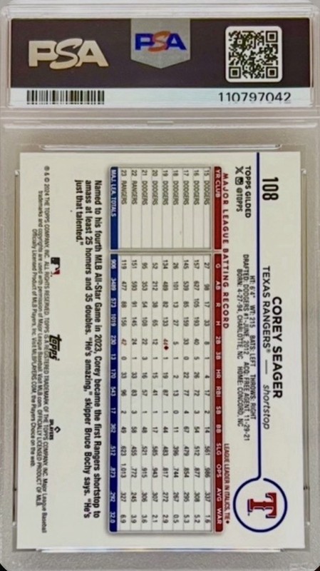 2024 Corey Seager Topps Gilded Collection 06/50 Gold Mini-Diamond Rangers #108 view 2