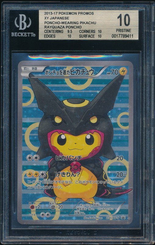 Full-Art Poncho-Wearing Pikachu Black Rayquaza Pokemon Japanese 231/XY-P BGS 10