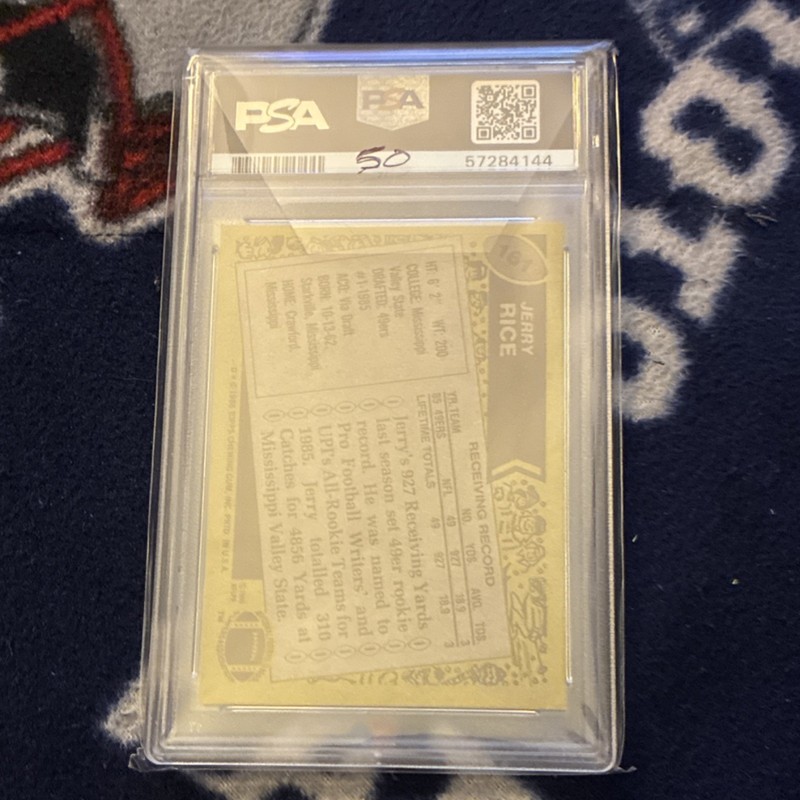 Topps 1986 Jerry Rice Rookie #161 PSA 5 San Francisco 49ers C* Copyright Line view 2