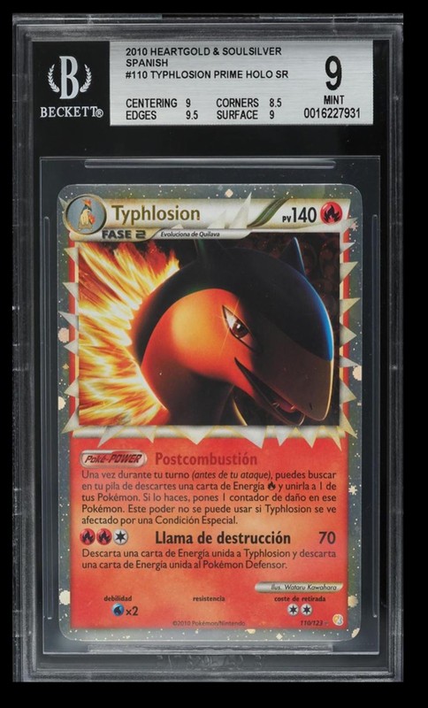 2010 Pokemon HeartGold & SoulSilver Typhlosion Prime BGS 9 Spanish #110 Holo SR