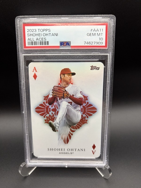 Topps 2023 Series 1 All Aces Auto Shohei Ohtani AA-11 /10 PSA 10 Angels view 2