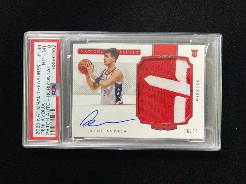 2020-21 National Treasures Deni Avdija RC Rookie Patch Auto RPA 16/75 PSA 8 EB14