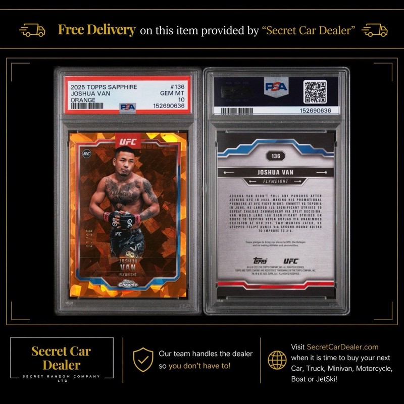 2025 Topps Chrome Sapphire UFC Joshua Van Orange /25 RC PSA 10 GEM MINT POP 1