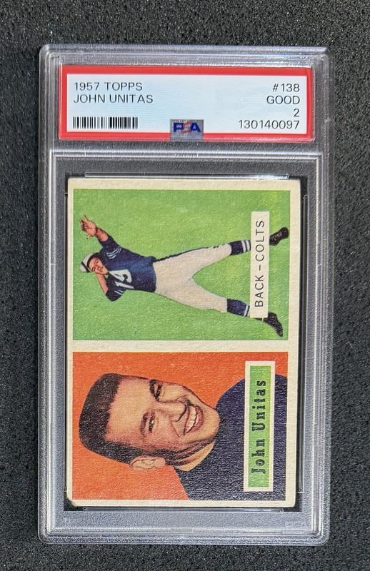 1957 Topps Football - #138 Johnny Unitas - PSA 2 (Newly Graded)