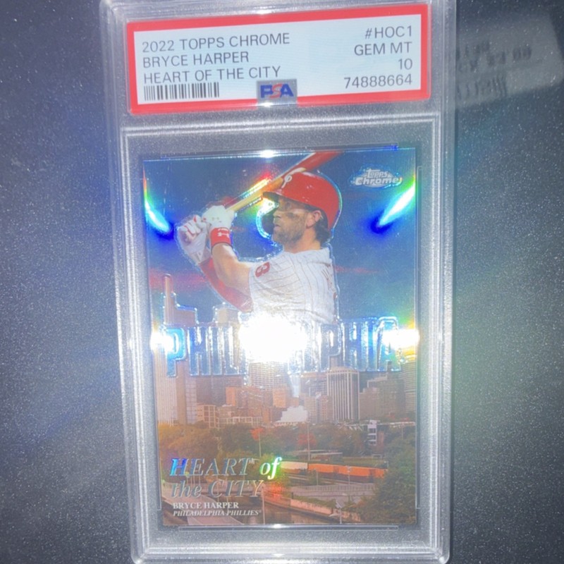 2022 Topps Chrome Bryce Harper Heart of the City #HOC1 - Phillies PSA 10 Insert view 1
