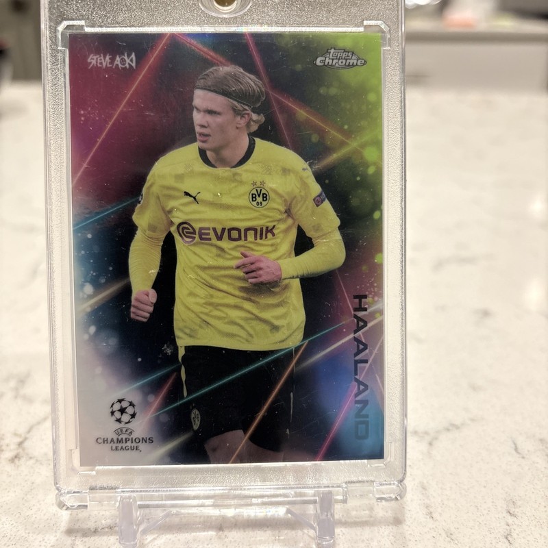 2020 Topps Chrome X Steve Aoki UCL Neon Lazers Erling Haaland /50  