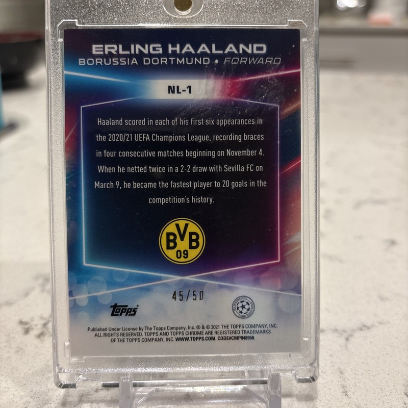 2020 Topps Chrome X Steve Aoki UCL Neon Lazers Erling Haaland /50   view 2