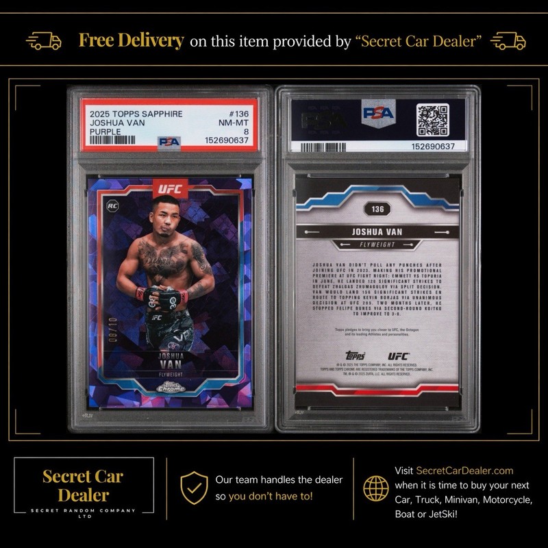 2025 Topps Chrome Sapphire UFC Joshua Van Purple /10 RC PSA 8 UFC CHAMP ROOKIE