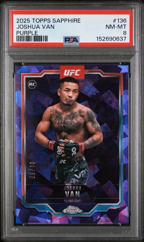 2025 Topps Chrome Sapphire UFC Joshua Van Purple /10 RC PSA 8 UFC CHAMP ROOKIE view 2