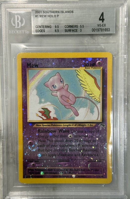 2001 Pokemon Southern Islands Mew Holo #1 BGS 4 VG-EX Beckett Graded W/ SWIRL
