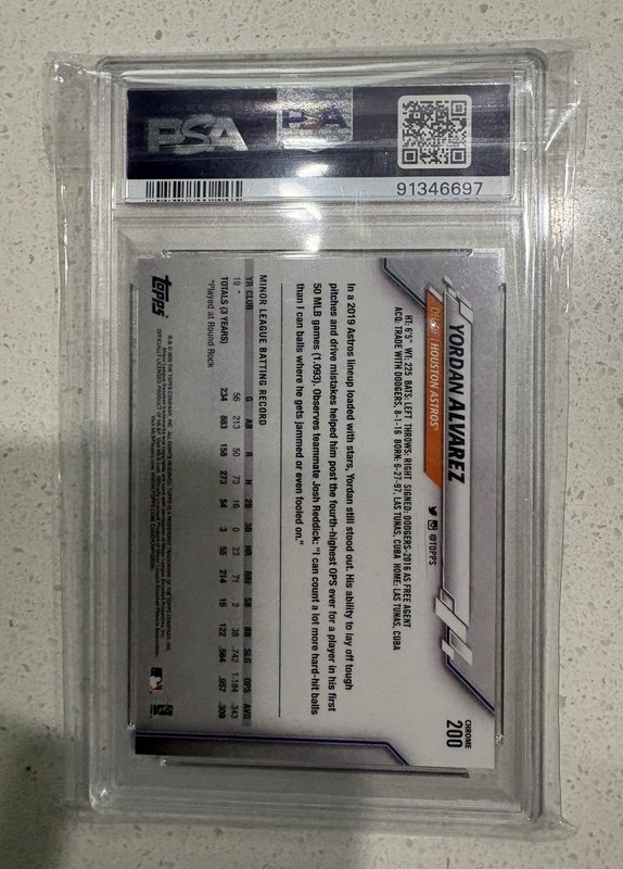 Yordan Alvarez 2020 Topps Chrome Prism Refractor Rookie Card PSA 10 No. 200 view 2