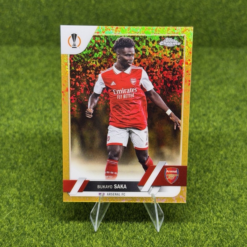 Bukayo Saka Gold Refractor /50 2022-23 Topps Chrome  UEFA #25 Arsenal FC
