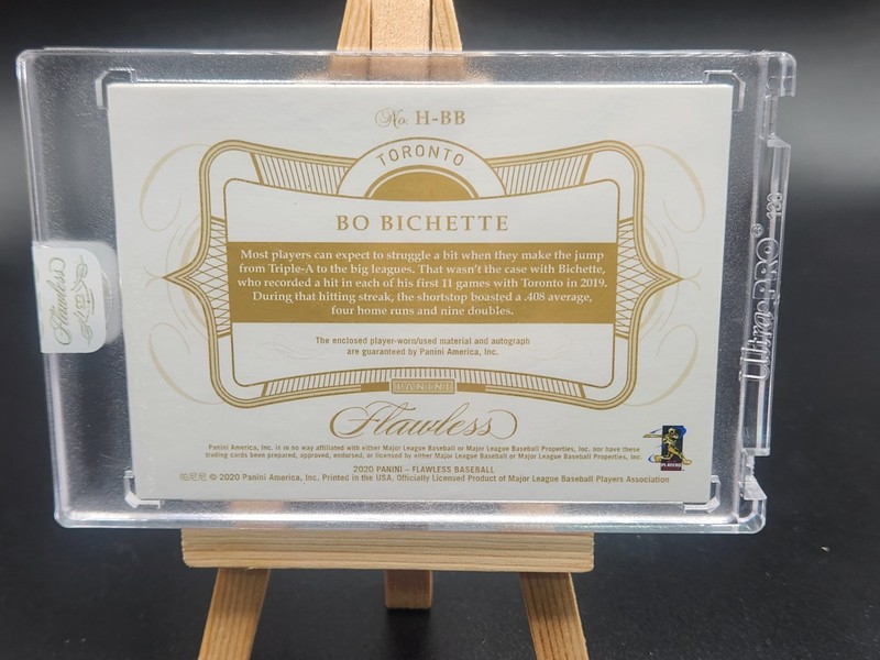 Bo Bichette 2020 Panini Flawless # H-BB Patch Auto /25 view 2
