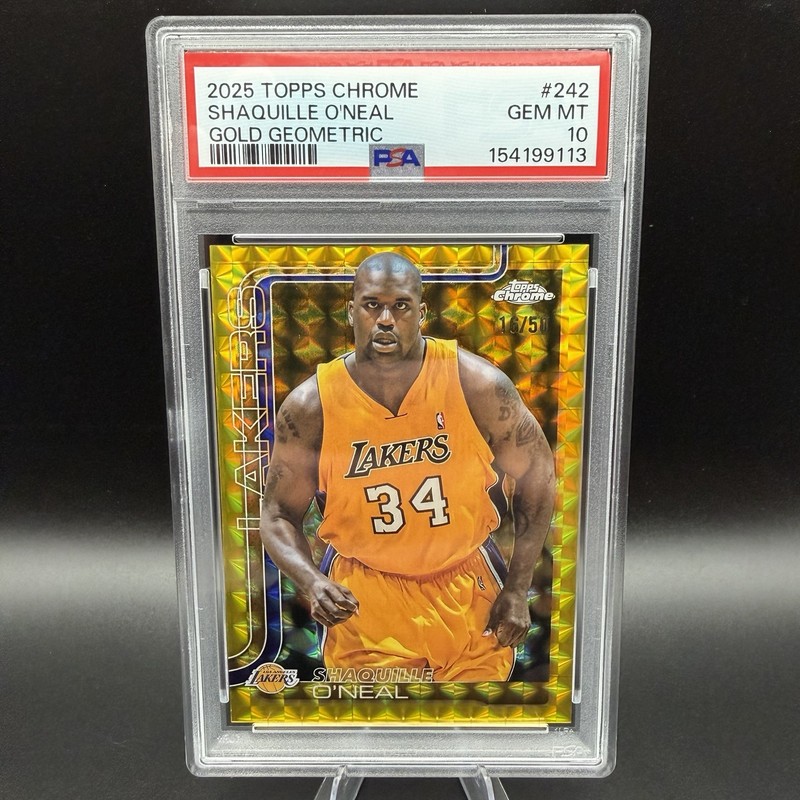 Shaquille O'Neal 2025 Topps Chrome Gold Geometric PSA 10 GEM MT #242 /50 POP 1