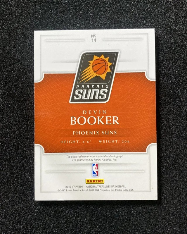 2016-17 Panini National Treasures Prime Devin Booker Auto GW Patch 3/25 KF29 view 2