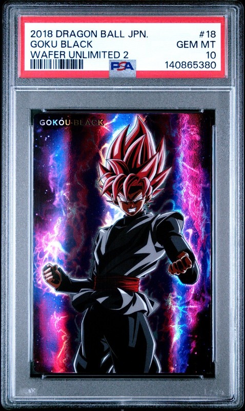 2018 DRAGONBALL Z JAPANESE WAFER CARD UNLIMITED #18 GOKU BLACK PSA 10 GEM MINT