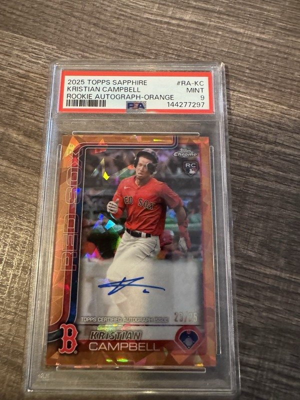 2025 topps sapphire baseball Kristian Campbell Orange Rookie Auto /25 Psa 9