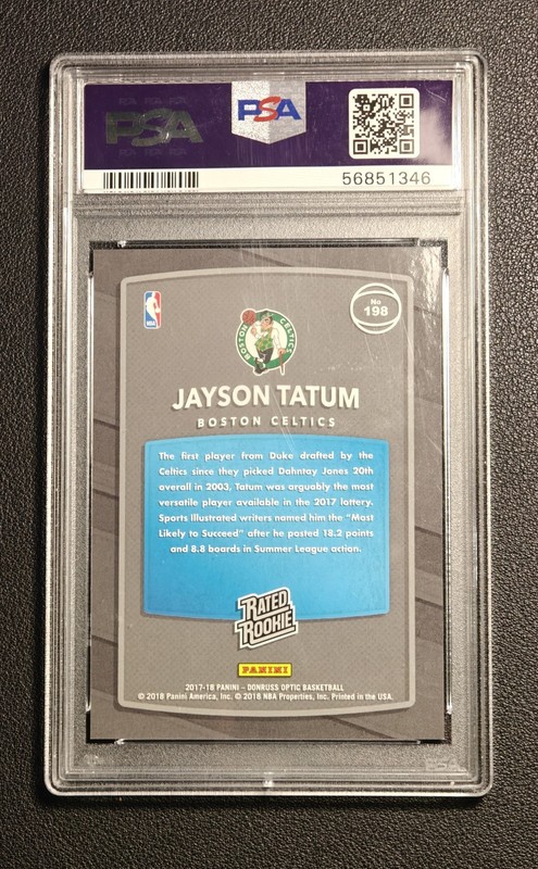 2017-18 Panini Donruss Optic - Rated Rookie Jayson Tatum #198 Shock (RC) PSA 9 view 2