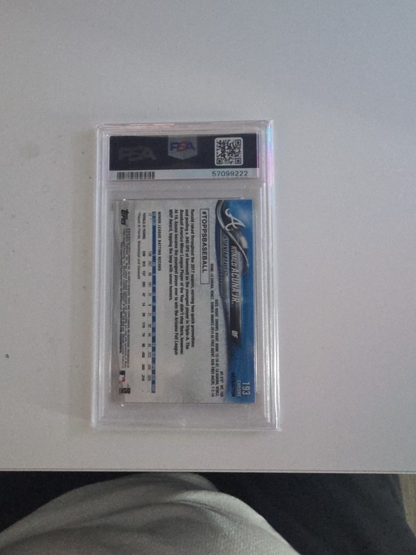 2018 Topps Chrome Ronald Acuna Jr Rookie Card Refractor PSA 10 #193 RC view 2