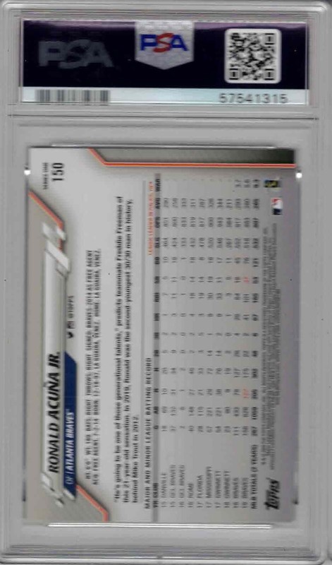 2020 TOPPS SP #150 RONALD ACUNA JR. PSA 10 view 2