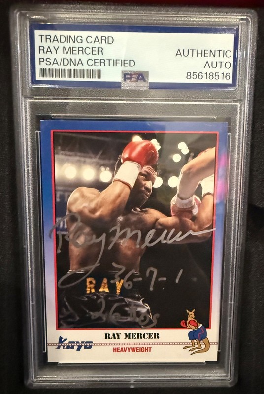 1991 Kayo Ray Mercer card with a PSA/DNA "Authentic Auto" view 1