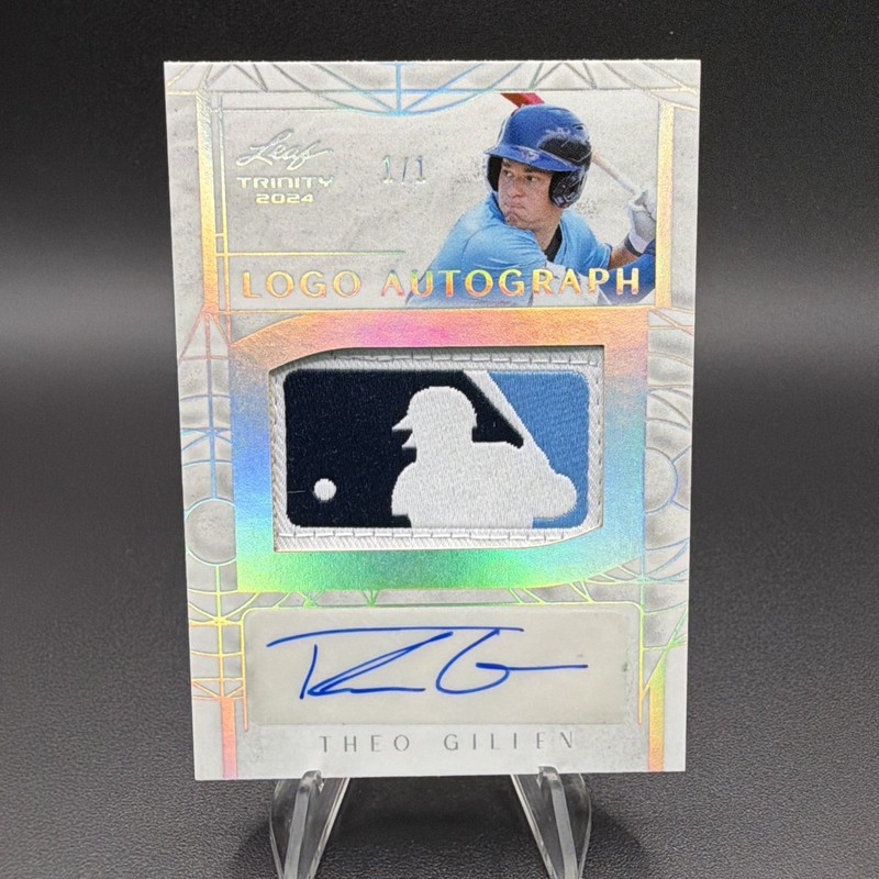 2024 Leaf Trinity Theo Gillen Logoman Patch Auto 1/1 Autograph One Of One view 2