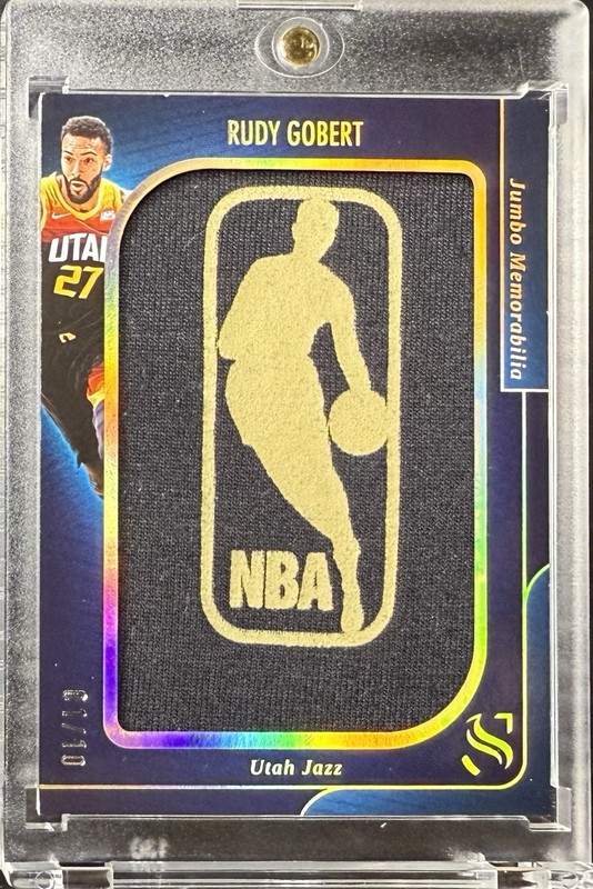 2024-25 SILHOUETTES RUDY GOBERT GOLD LOGOMAN /10 GAME WORN JUMBO MEMORABILIA