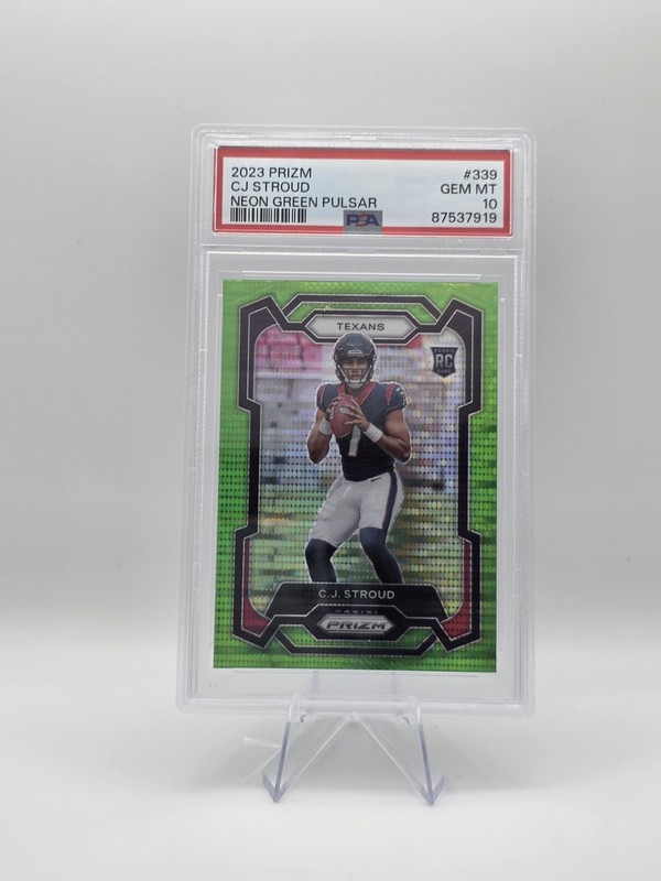 2023 Panini Prizm C.J. STROUD Neon Green Pulsar RC #339 PSA 10 GEM MINT Texans