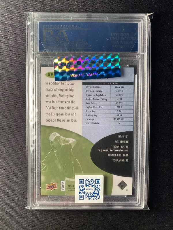 Rory McIlroy 2012 Upper Deck SP Game Used Edition #SP1 PSA 10 Rookie Card XRC RC view 2