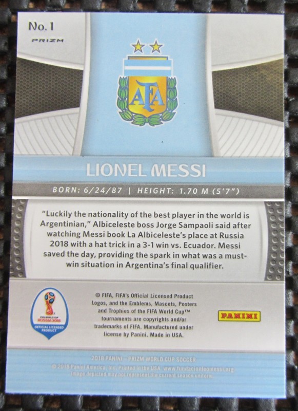 Panini Prizm World Cup 2018 Lionel Messi #1 Green & Orange Wave Prizm view 2
