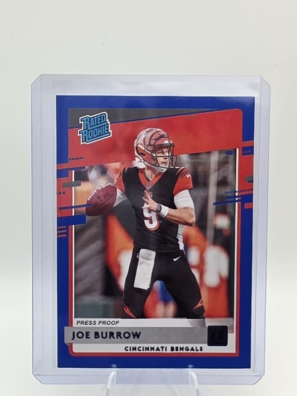 2020 Panini Donruss #301 Joe Burrow Rated Rookie Blue Press Proof RC Bengals
