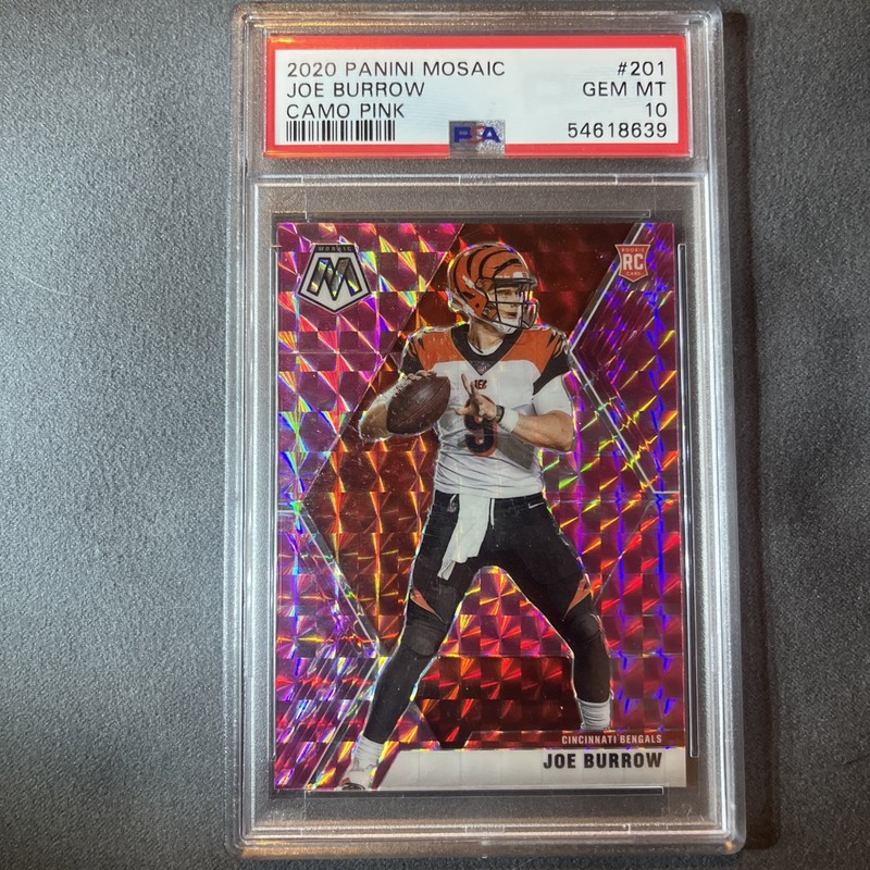 Joe Burrow 2020 Panini Mosaic #201 Prizm Camo Pink Rookie RC PSA 10