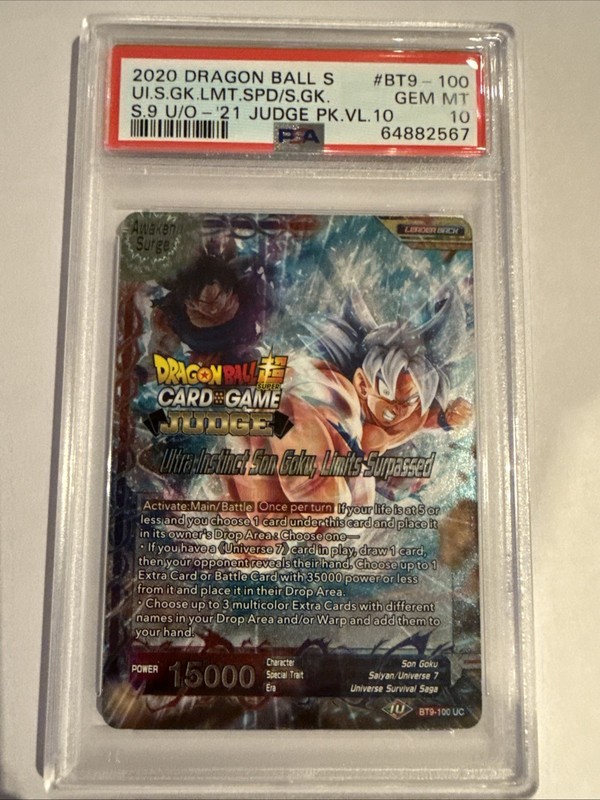 Dragon Ball Super Ultra Instinct Son Goku Limits Surpassed Judge BT9-100 PSA 10