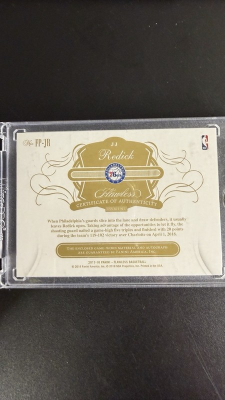 JJ Redick 2017-18 Panini Flawless 10-25 #FP-JR Patch Auto Sixers Lakers Philly view 2