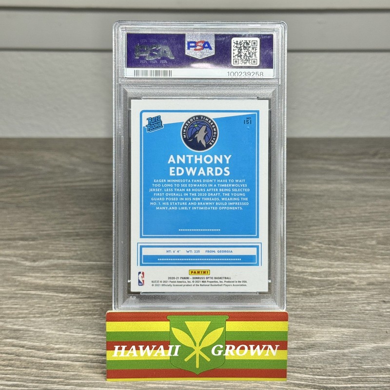 2020-21 Panini Donruss Optic Anthony Edwards Rookie #151 PSA 10 Gem Mint view 2